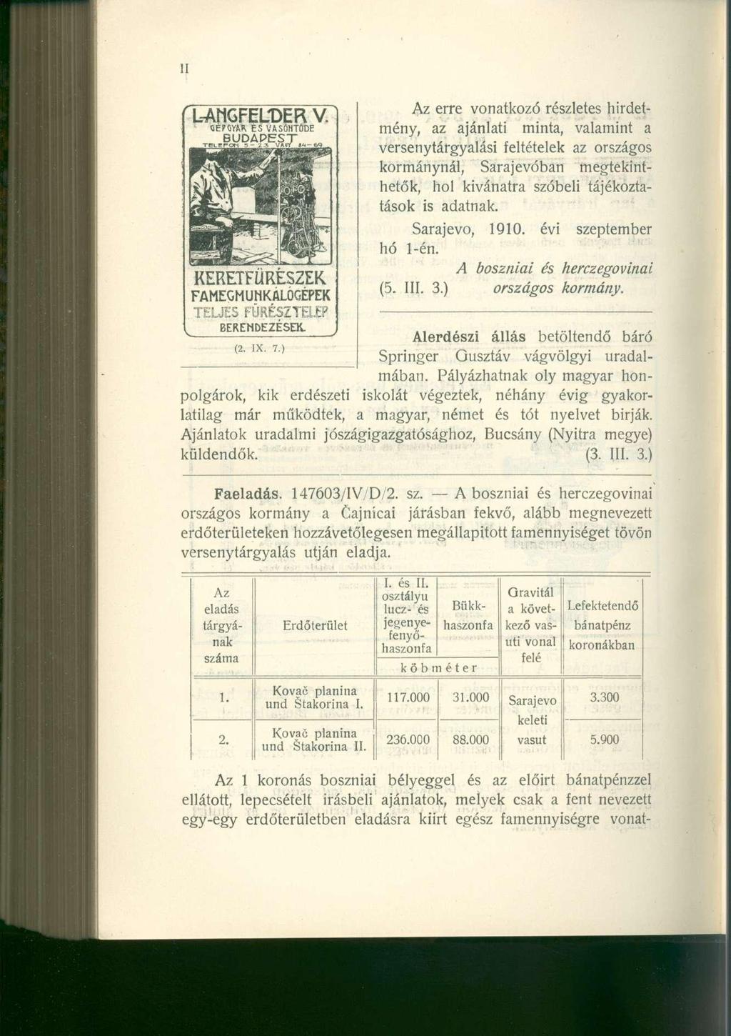 L-AMGFELDER V. ] SEPtSYM ÉS VASÖNTÖDE BUDAPEST TELCFOH 5-2 3 VAST M - 69 KERETFURESZEK FAMEGMUNKÁLÓGÉPEK TELJES FŰRÉSZTELEP BERENDEZÉSEK. (2. IX. 7.