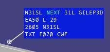 emergency, STCA, ROF, CLAM, assigned squawk (A1234) callsign next ATC unit (SI) departure runway SID aircraft ICAO code WTC groundspeed transmitted squawk callsign operator text (TXT) cleared flight