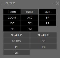 PRESETS A PRESETS menüpont alatt előre elkészített beállításokat (nézeteket) találsz az összes irányítói szektorhoz, mely rendkívül egyszerűvé teszi a munkakörnyezet kialakítását, mivel pár