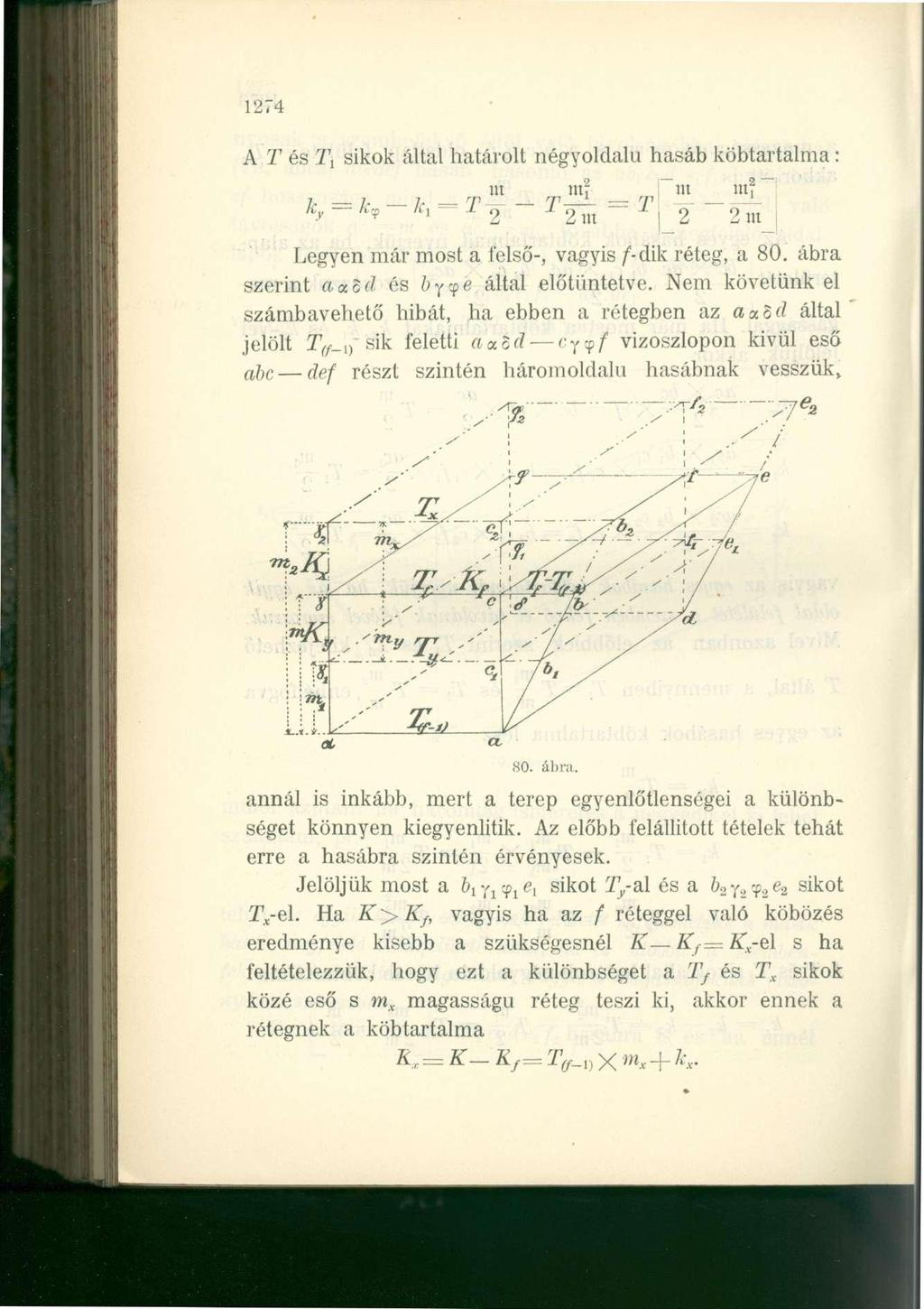 1274 A T és 1\ sikok által hatái'olt négyoldalú hasáb köbtartalma: m m? m m?~ /t? 1 1 V 2m ' M 1 2 2 2nt Legyen már most a felső-, vagyis dik réteg, a 80. ábra szerint a«od és öytpe által előtüntetve.