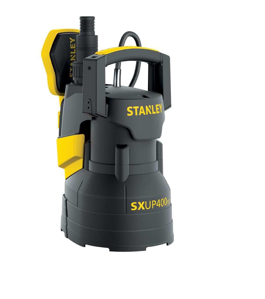 www.stanleytools.eu SXUP400PCE - TISZTA VIZES Beépített úszókapcsoló Állítható úszókapcsoló 5mm minimum szívószint magas hőmérséklet esetén Max. áramlási sebesség Max. nyomómagasság Max.