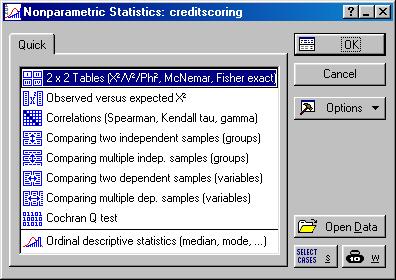 Statistics>Noparametrics