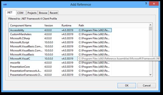 A.NET fülön a GAC-ban (lásd később) tárolt DLL-ek kerülnek listázásra, a COM fülön a rendszerbe a régebbi Windows-os technikát (Component Object Model)