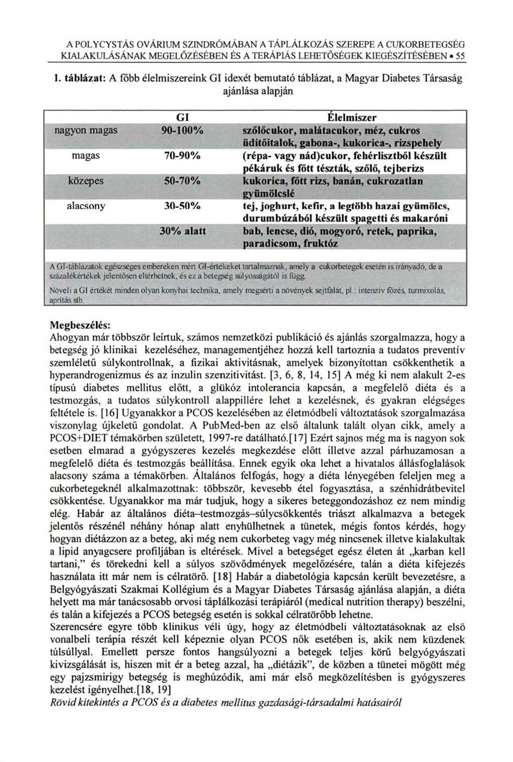 55 A POLYCYSTÁS OVÁR1UM SZINDRÓMÁBAN A TÁPLÁLKOZÁS SZEREPE A CUKORBETEGSÉG 1.