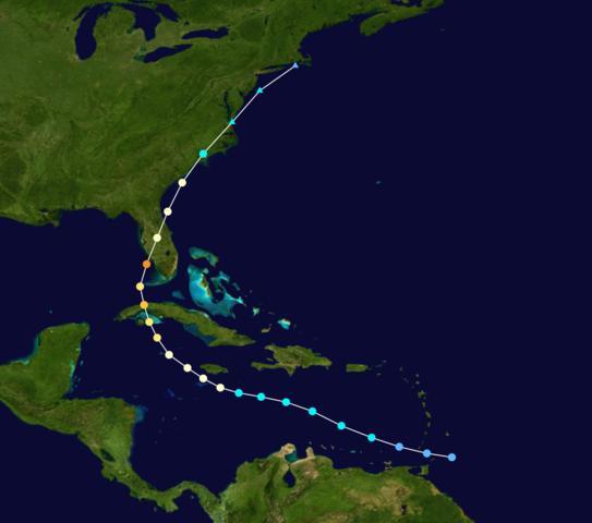 23. ábra: Charley hurrikán útvonala.