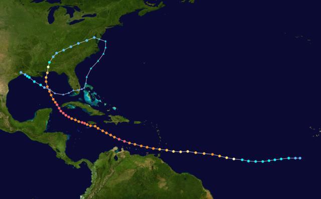 Ez idő alatt háromszor is elérte a legmagasabb fokozatot, melyet trópusi ciklon elérhet, ötös fokozatú hurrikán volt. (Stewart, Stacy R., at al., 2004) 26.