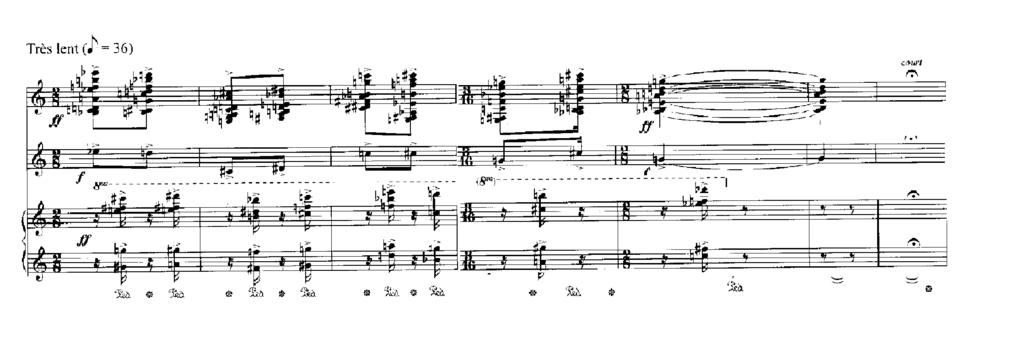 31 19. kottapélda: Un vitrail et des oiseaux 20. kottapélda: Éclairs sur l Au-Delà... No.6. Ez a jellegzetes melodikai elem a kései korszakban jellemzően a korábbiakra hivatkozó önidézet.