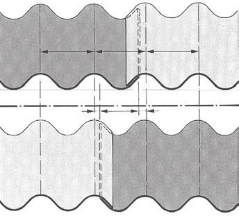 Ügyeljünk arra, hogy a szemben lévő tetőfelület párhuzamos egyeneseihez képest 133 ± 2 mm-es eltolást használjunk,