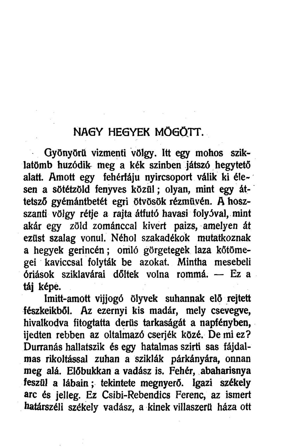 NAGY HEGYEK MÖGÖTT. Gyönyörű vizmenti völgy. Itt egy mohos sziklatömb húzódik meg a kék színben játszó hegytető alatt.
