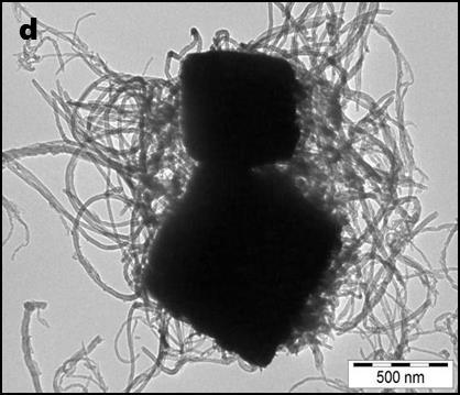 jelzik, vagyis a kompozit-szintézis során a kristályok valóban körbenőtték a szén nanocsöveket, így okkal feltételeztük, hogy tényleges kémiai