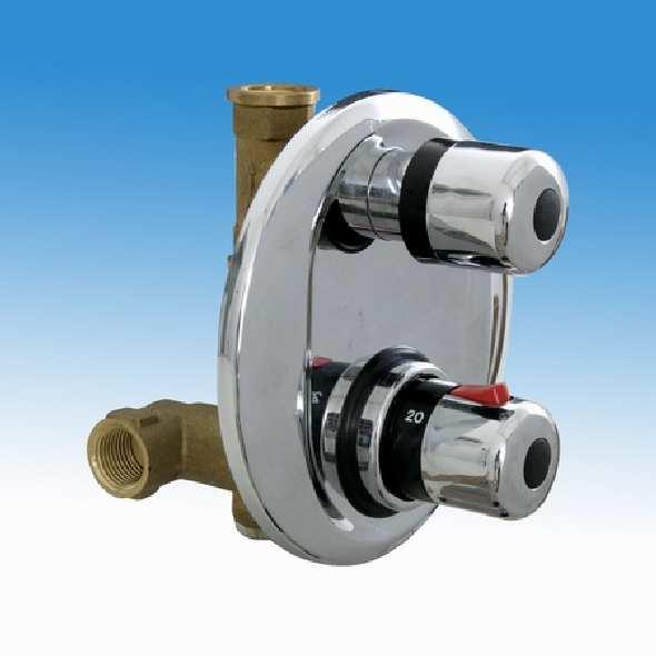időzített nyomógombos csapteleppel, falba süllyeszthető 1/2" THMIX-INC-RVC Thermomat Termosztatikus keverőszelepes zuhanycsaptelep kézi elzárószeleppel, falba süllyeszthető,