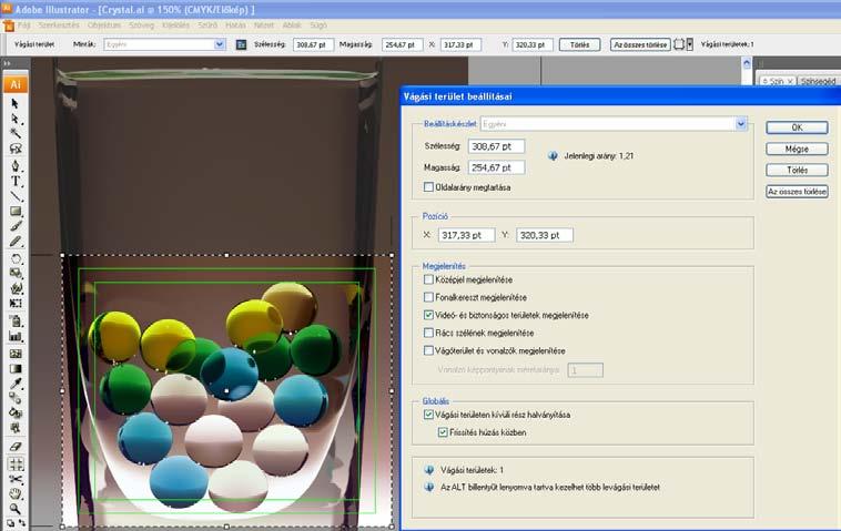 ISMERKEDÉS A PROGRAMMAL 33 Vágóterület eszköz Az eszközpaletta új eleme a Crop Area Tool, amellyel a vágási területet adhatjuk meg, hogy később csak az így körülhatárolt területet vigyük másik