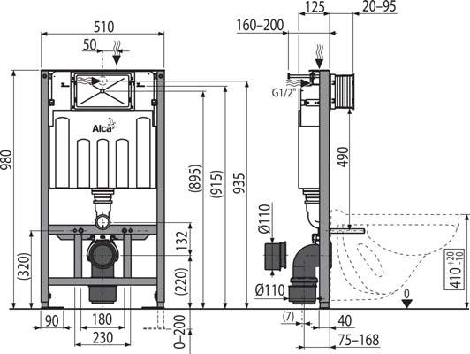 14 AM101/1000 Sádromodul Falsík alatti szerelési rendszer száraz szereléshez (gipszkarton) 1130 520 145 mm EAN 8595580549961 36 401