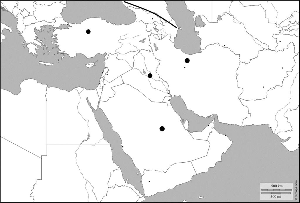 2. Solve the problems after examining the sketch map. 2 A 1 D B 4 3 C a) Name the geographic entities labelled by numbers in the sketch map. 1.... Sea 2.... (mountain) 3.... Sea 4.