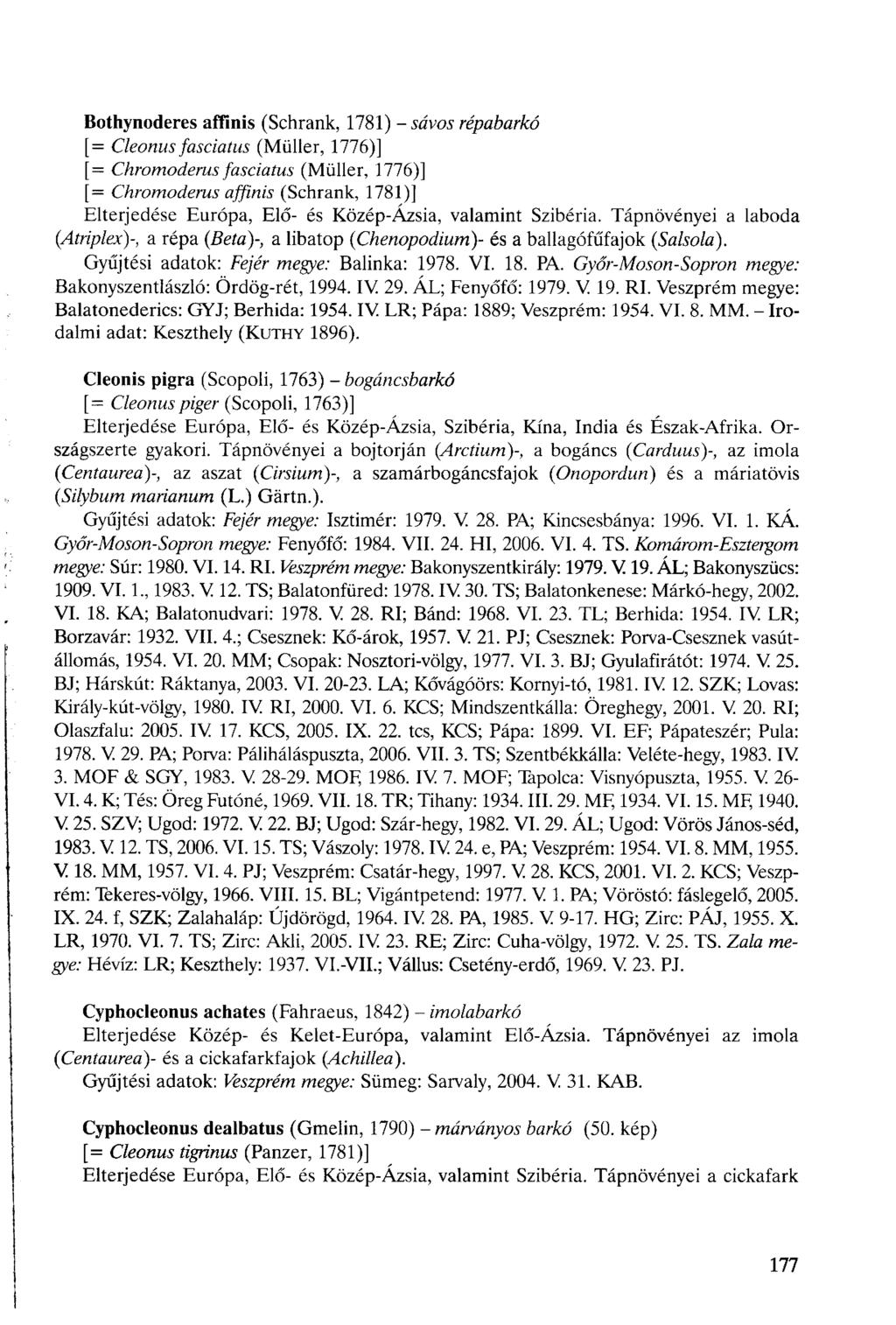 Bothynoderes a tit ni s (Schrank, 1781) - sávos répabarkó [= Cleonus fasciatus (Müller, 1776)] [= Chromoderus fasciatus (Müller, 1776)] [= Chromoderus affinis (Schrank, 1781)] Elterjedése Európa,