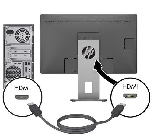 Csatlakoztasson HDMI kábelt a HDMI csatlakozóhoz a monitor hátulján, a másik végét pedig a forráseszköz HDMI csatlakozójához. 4.