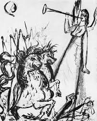 1941-ben Ámos rajzain még kísérője az angyal, őrzőangyal a fenyegető világban, ahol