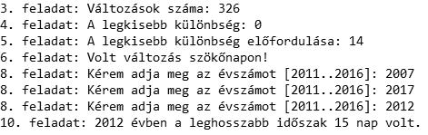 9. Készítsen függvényt vagy metódust, amivel meghatározza két, egymást követő árváltozás között eltelt napok számát!