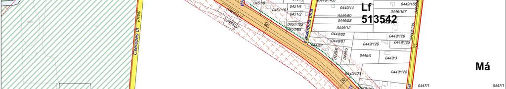 rendű közlekedési célú közterületének 30m-re történő