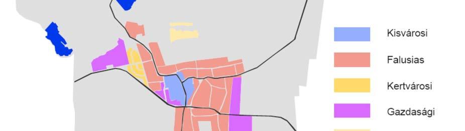 intenzitása, kialakult egy kisvárosias beépítési típus, megjelentek a település