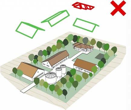 A több szintet meghaladó épületek elhelyezése kerülendő, hacsak ezt technológiai okok nem indokolják.