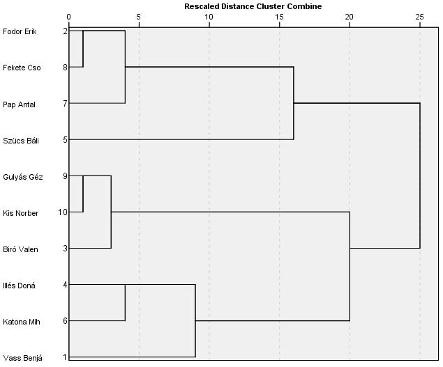 Hierarchikus klaszteranalízis (4), dendogram Döntés a klaszterek számáról: Kutatói döntés, tapasztalat Dendogram, vagy jégcsapdiagram alap