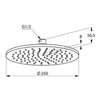 KLUDI A-QA KLUDI A-QA tányér-fejzuhany NA 15 Ø 250 mm fém fejzuhany gömbcsuklós fejzuhany gyors vízkő-eltávolító rendszerrel csatlakozó G 1/2 zuhanykar nélkül króm 6432505-00 59.