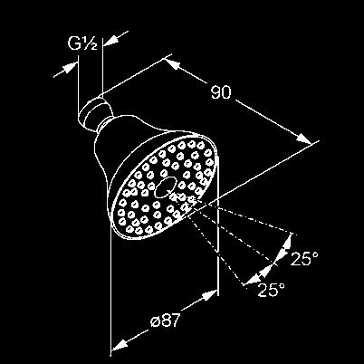 370 KLUDI A-QA fejzuhany NA 15 200 x 200 mm gömbcsuklós fejzuhany gyors vízkő-eltávolító rendszerrel névleges vízmennyiség: 25,8 l/perc, 3 bar csatlakozó G 1/2 zuhanykar nélkül zajossági osztály: I