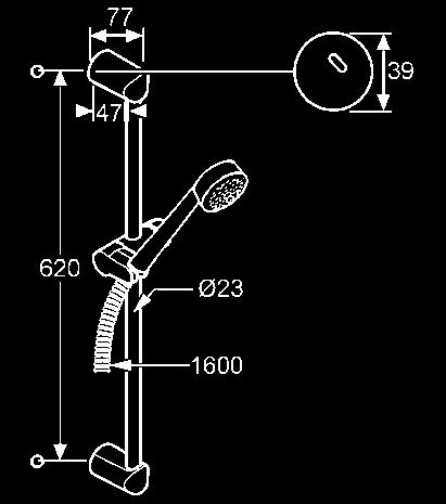 KLUDI ZENTA KLUDI ZENTA zuhanygarnitúra 1S L = 600 mm KLUDI ZENTA falirúd KLUD ZENTA 1S kézizuhannyal NA 15 KLUDI LOGOFLEX gégecsővel G 1/2 x G 1/2 x 1600 mm névleges vízmennyiség