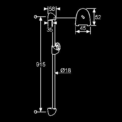 EGYÉB ZUHANYTERMÉKEK Falirudak KLUDI STANDARD falirúd L = 900 mm rejtett fali rögzítés takarósapkával és falkiegyenlítő alátéttel 5 mm króm 6048505-00 8.