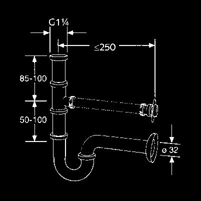 460 csőszifon G 1 1/4 G 1 1/4 x 32 mm beállító