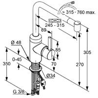 610 KLUDI L-INE egykaros mosogatócsap multi-csatlakozóval NA 15 névleges vízmennyiség: (Z osztály) PCA Caché lamináris sugárrendező M 16,5 x 1 elfordítható kifolyó (360 ) csatlakozó mosó- vagy