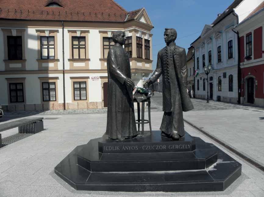 18. kép Jedlik Ányos és Czuczor Gergely szobra Győrött.