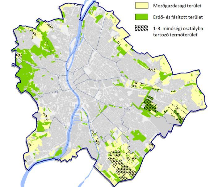 I.3. TALAJÁLLAPOT Budapest közigazgatási területén a művelésből kivett földterületek aránya 77%.