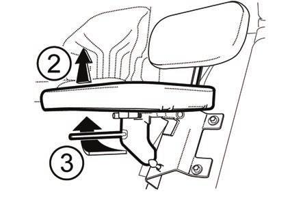 Utas ülés Az utas ülés lehajtható és a fülke baloldali sárvédőjén került elhelyezésre. ISMERKEDÉS A TRAKTORRAL FH12N020_1 Az utas ülés kihajtása Az utasülést hajtsa fel a nyíl (1) irányába.