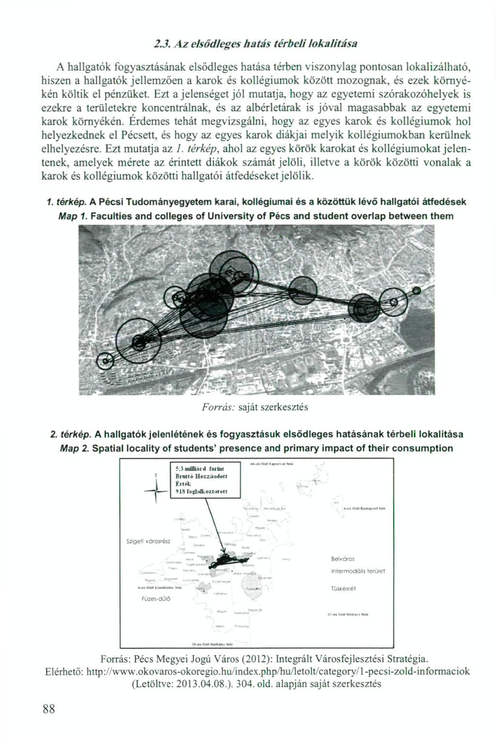 2.3. Az elsődleges hatás térbeli lokalitása A hallgatók fogyasztásának elsődleges hatása térben viszonylag pontosan lokalizálható, hiszen a hallgatók jellemzően a karok és kollégiumok között