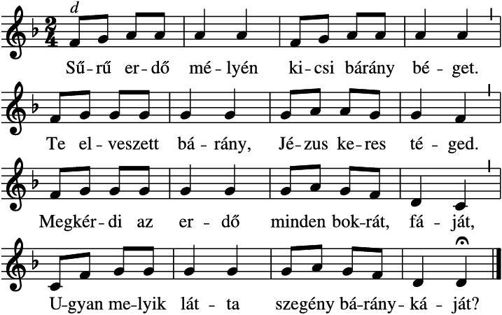 Vasárnap van, szól a harang, Vár az Isten rátok, Imádsággal, énekszóval őt magasztaljátok! Hamar István sz. 1941. 1. Sűrű erdő mélyén kicsi bárány béget. Te elveszett bárány, Jézus keres téged!