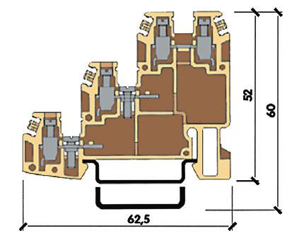 6-hoz, 4 egység részére - BIZTOSÍTÓS Biztosítós, 0,2-6mm 2 vezetékekhez 8x52x52 Véglap SFR.4 sorozatkapocshoz,52x52x52 6x47x45 MPS.