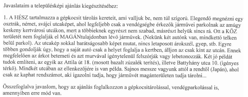 TELEPÜLÉSKÉPI ARCULATI KÉZIKÖNYV - BEÉRKEZETT VÉLEMÉNYEK ÉS VÁLASZOK Észrevétel BOKORY GÁBOR, lakos, partner 1.