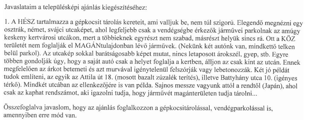 TELEPÜLÉSKÉPI ARCULATI KÉZIKÖNYV - BEÉRKEZETT VÉLEMÉNYEK ÉS VÁLASZOK Észrevétel BOKORY GÁBOR, lakos, partner 1.