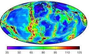 A valódi geotermikus energia a bolygón nem egyenletesen oszlik el, amint az alábbi térkép mutatja.
