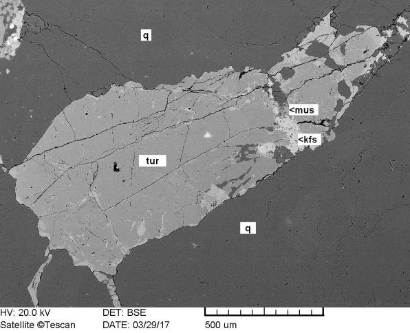 A földpátok 500-2500 µm-es sajátalakú, átalakult, de viszonylag tiszta, táblás kristályok formájában vannak jelen (ld. 25. ábra/b). A káliföldpát és plagioklász egymáshoz viszonyított aránya kb.