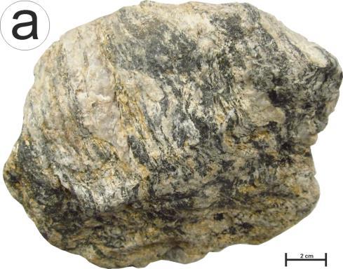 55. ábra a nagy füzesi feltárás jellegzetes turmalinban gazdag kőzetei (részletekért ld.