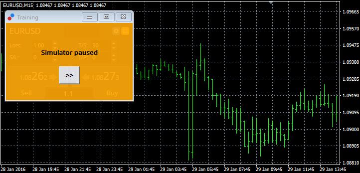 A stratégiai tesztelő megnyitásához kattintson a ikonra vagy nyomd meg a Ctrl + R-t. Válaszd ki a Admiral Trading Simulator.ex4 Expert Advisort. Majd állítsd be az instrumentumot és időt.