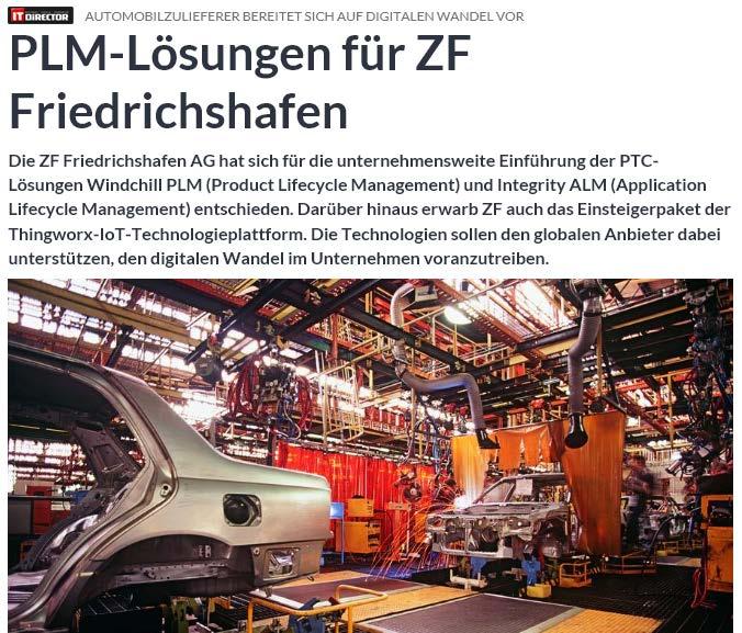 ZF AG a PTC PLM megoldására és a ThingWorx