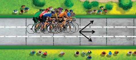 Menet közben A kerékpárosok visszakapnak 1-1 energiapontot, minden rendelkezésükre álló, fel nem használt ingyenes lépésükért (alap mozgás + lehetséges szélárnyék + erősség).