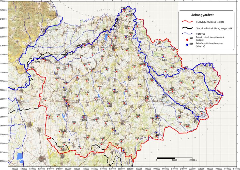 5.2 5.2.1 A talajvízszintek alakulásának statisztikai vizsgálata A vizsgálatba bevont figyelő kutak köre A Felső Tisza vidéki Vízügyi Igazgatóság területén a felszín közeli megfigyelő hálózatot