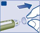 E Húzza le a belső tűsapkát és dobja ki. Ha megpróbálja visszahelyezni a belső tűsapkát, előfordulhat, hogy véletlenül megszúrja magát a tűvel. Egy csepp inzulin jelenhet meg a tű hegyén.
