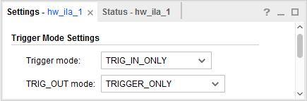 MicroBlaze CPU felé Vivado-ban TRIG_OUT mode: TRIGGER_ONLY ILA trigger bemenet