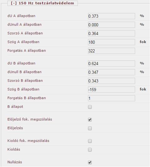 4-9. ábra. On-line ablak, amikor fázisforgatással nincs kiegyenlítés (csillagponti földelő ellenállással) 4-10. ábra. On-line ablak, amikor a kiegyenlítés fázisforgatással megtörtént (csillagponti földelő ellenállással) 4.